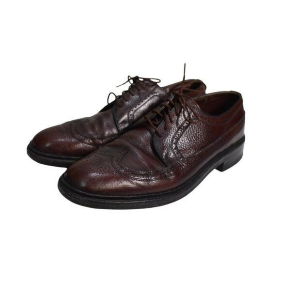 Men's Vintage Easy Flex Brown Leather Oxford Wingtip Lace-Up 9.5D - Picture 3 of 10